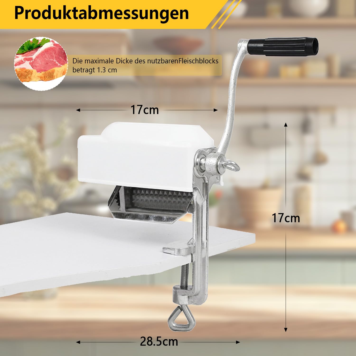Steaker Fleischzartmacher, Fleischklopfer Metall Fleischzerkleinerer Meat Tenderizer Mit Messerwalzen Und Handkurbel, Fleischzartmacher Maschine zum Zartmachen von Fleisch, Huhn, Steaks