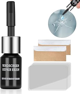 Black Windshield Repair Kit, Cracked Glass Repair Kit with Resin Tool for Micro Crack, Shock and Shock Floating Glass Repair Kit for Windscreens and Car Windows