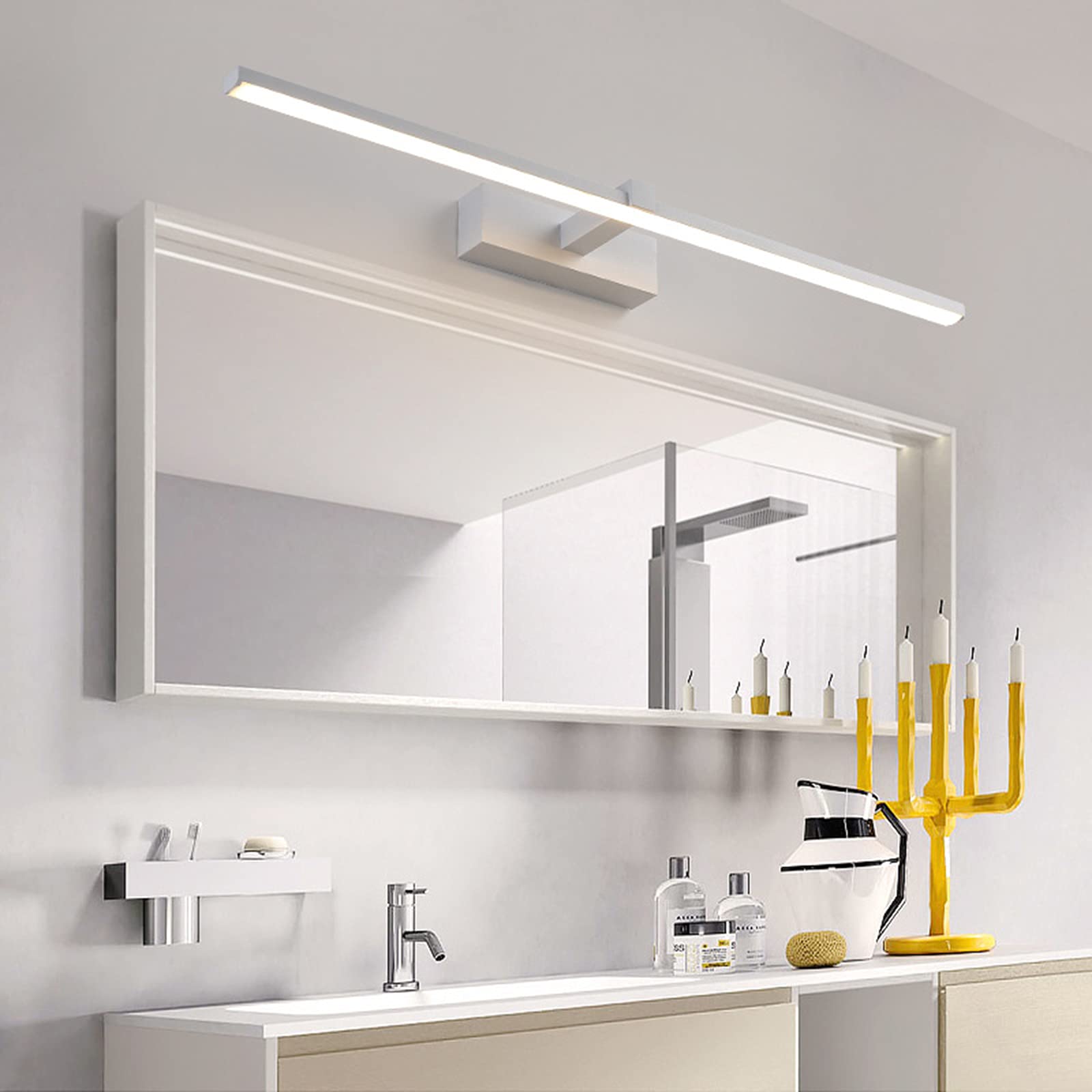 CUNTO Lámparas De Espejo De Baño Luces Delanteras De Espejo Led, Baño De Hotel Moderno Post Simple Lámpara Mural De Ahorro De Energía Blanca Antiniebla Y A Prueba De Humedad Luz De Pared/Luz De Tres