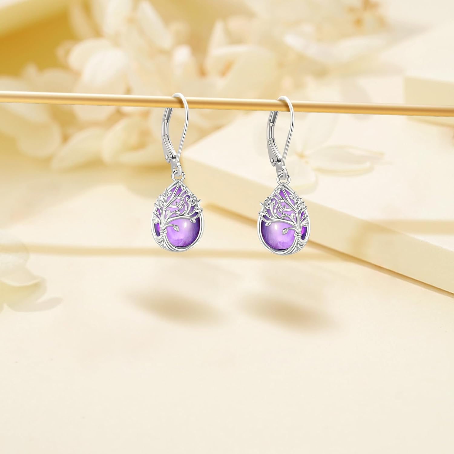 Tree of Life/Cat/Turtle/Butterfly/Flower/Celtic/Turquoise/Moonstone Dangle Earrings for Women Sterling Silver Cute Animals Drop Earrings Jewelry Gifts - Image 2