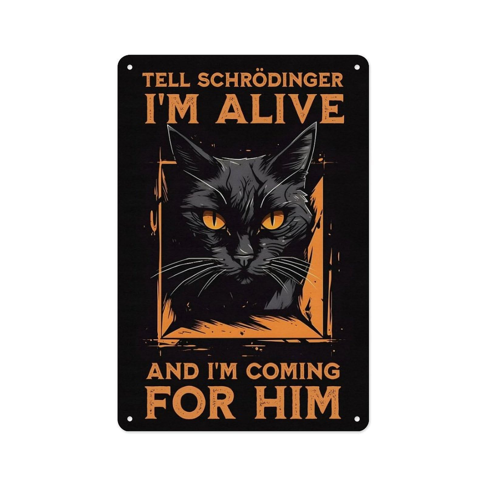 peiyeety Metal Tin Sign 8 X 12 Inch - Funny Cat Physics Meme Poster - Metal Plaque, Quantum Physics Lovers Gifts, For Home Office Living Room Wall Art Decor