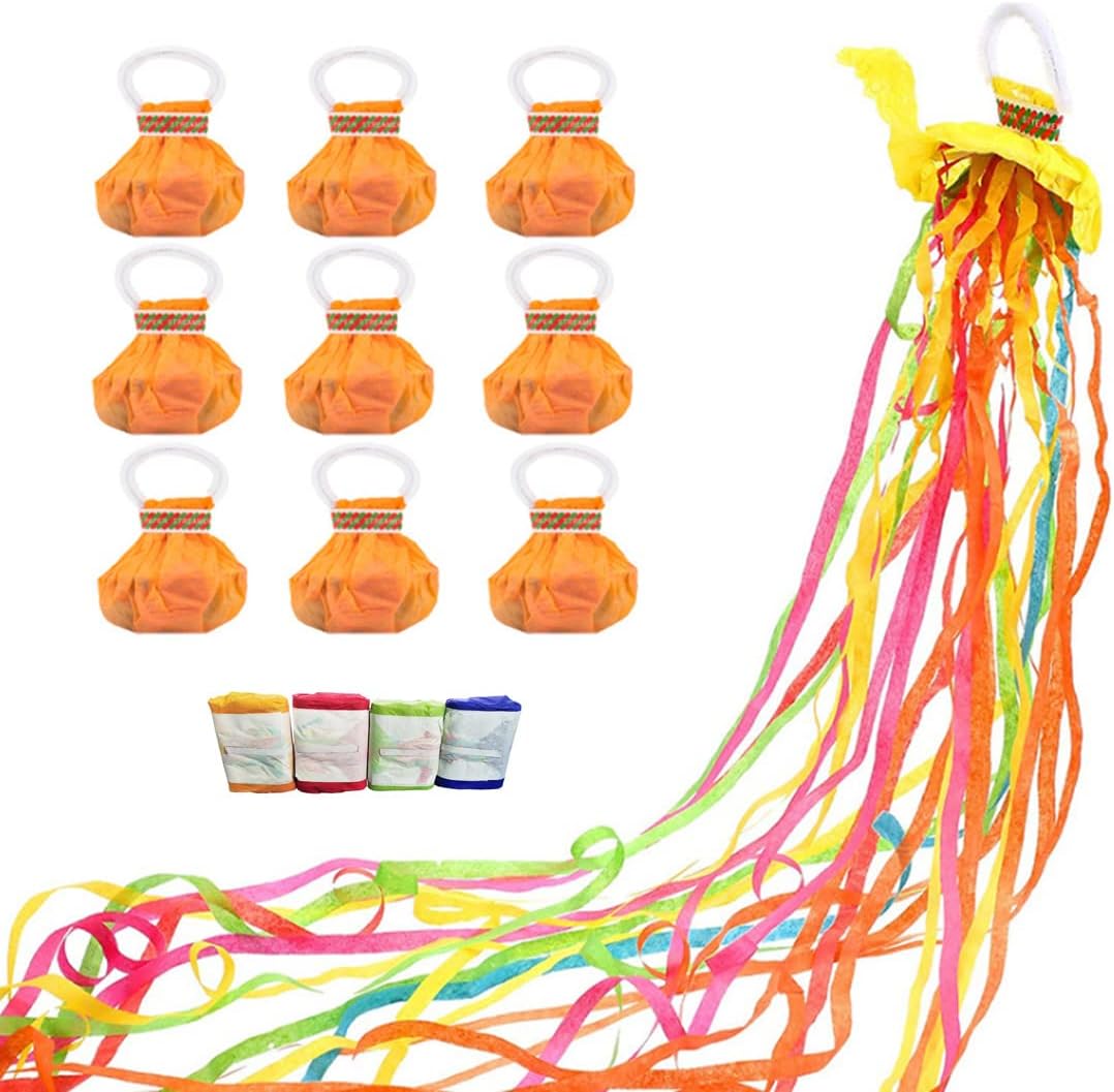 10 PCS Streamers Poppers Colorful Hand Throw Streamers No Mess Confetti