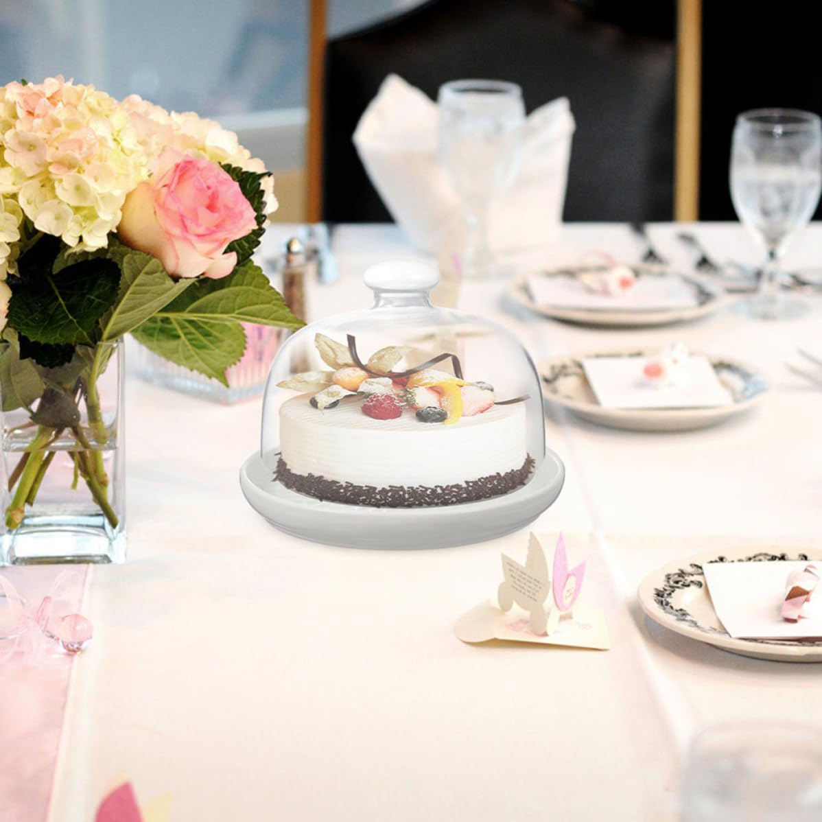 Abaodam 10 Zoll Glas Kuchenplatte mit Deckel für Torten und Gebäck Transparente Servierplatte für Party und Buffet Robustes Backzubehör für Kuchenpräsentation