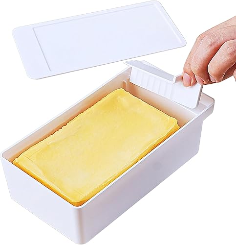 Mantequillera con tapa, recipiente para mantequilla con cuchillo, platos de mantequilla de sellado de plástico para refrigerador