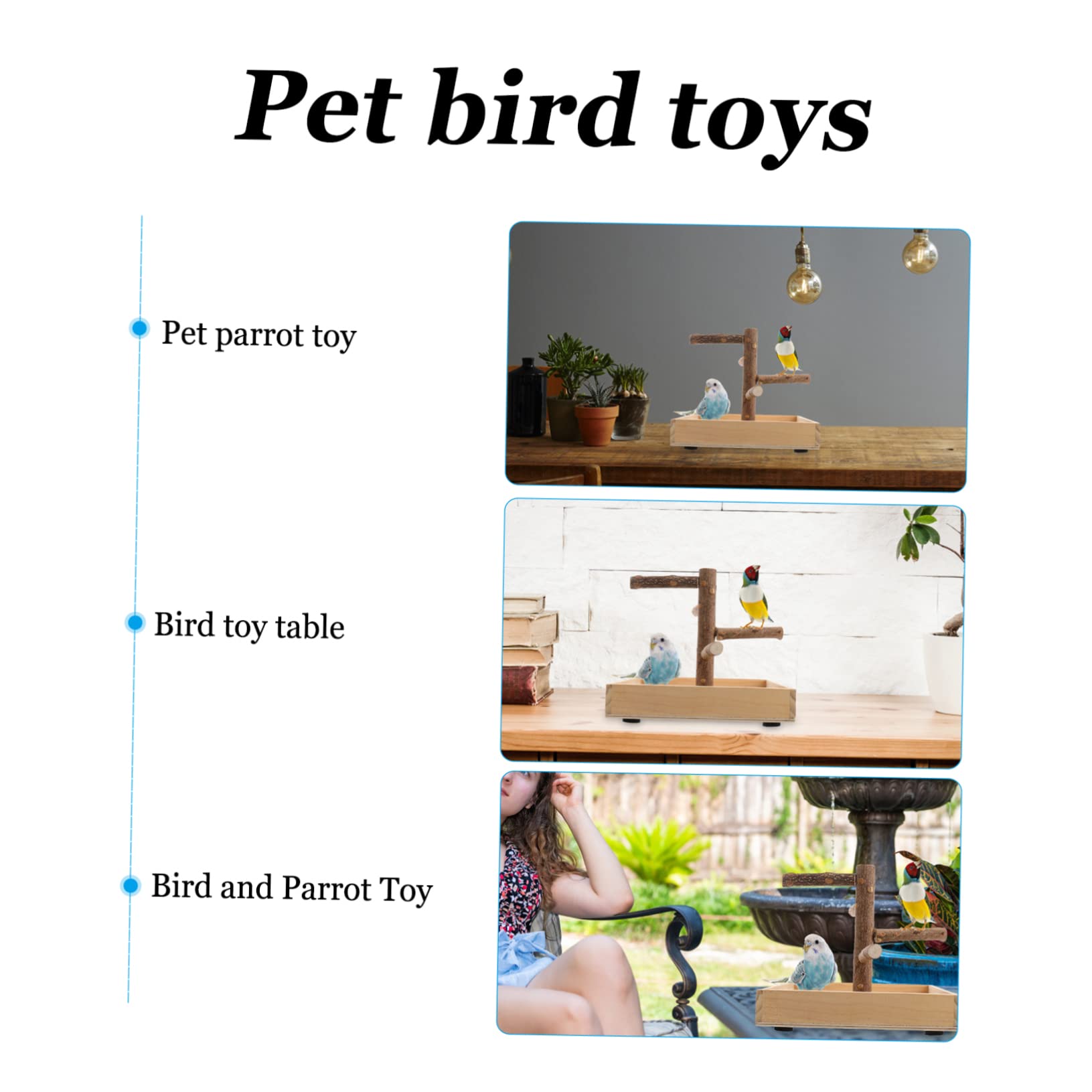 COLLBATH Percha y de Aves para Entrenamiento de Madera Pequeñas Portátil Soporte Seguro para Morder, Estación de Madera Beige Cacatúas para Perca de Loro