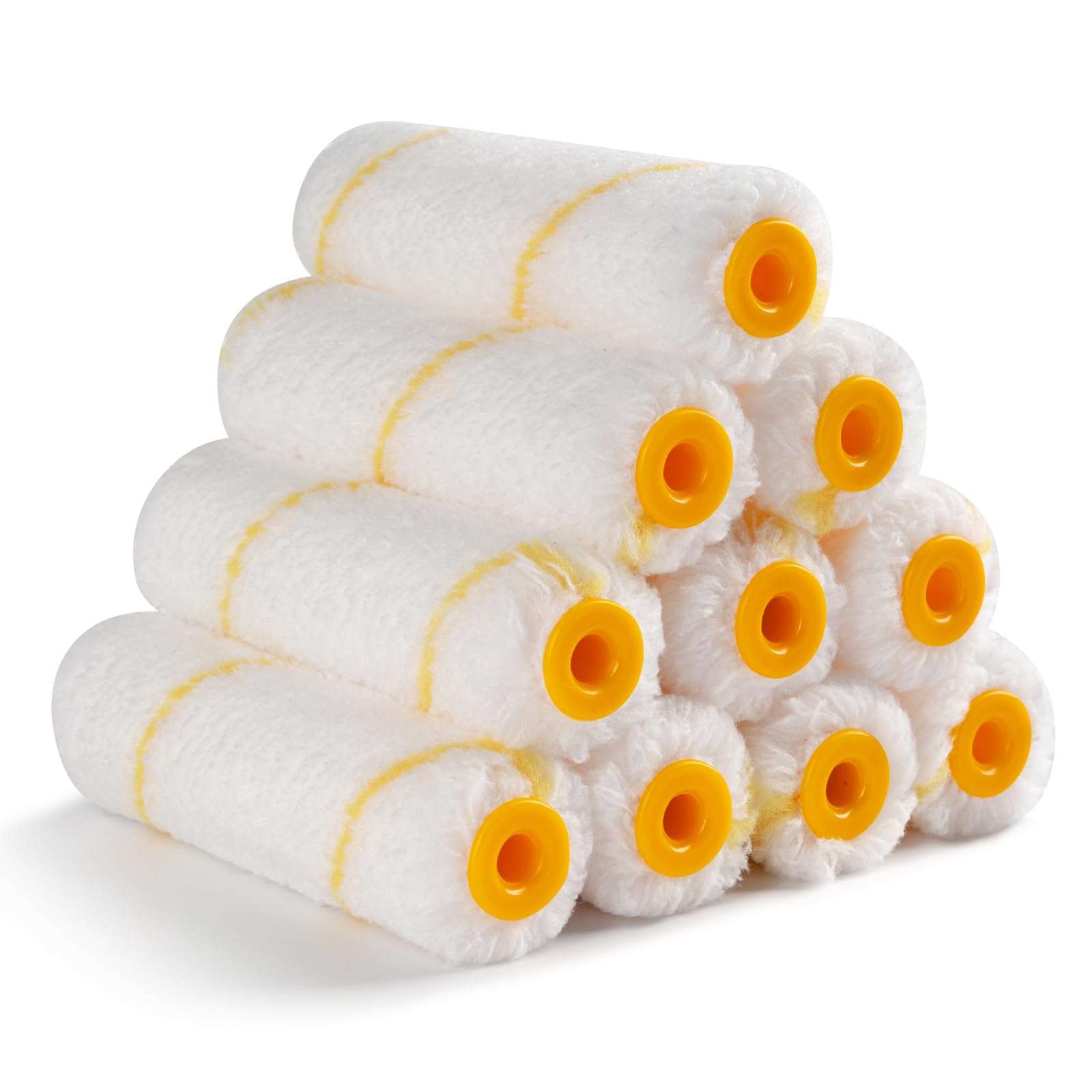 YiBaiBrush Farbroller Aufsätze, 10 Stück, 10 cm (4 Zoll) Farbroller 9 mm Florhöhe, Mikrofaser-Farbroller für Wände, Schränke & Leisten für Alle Farben & Lacke