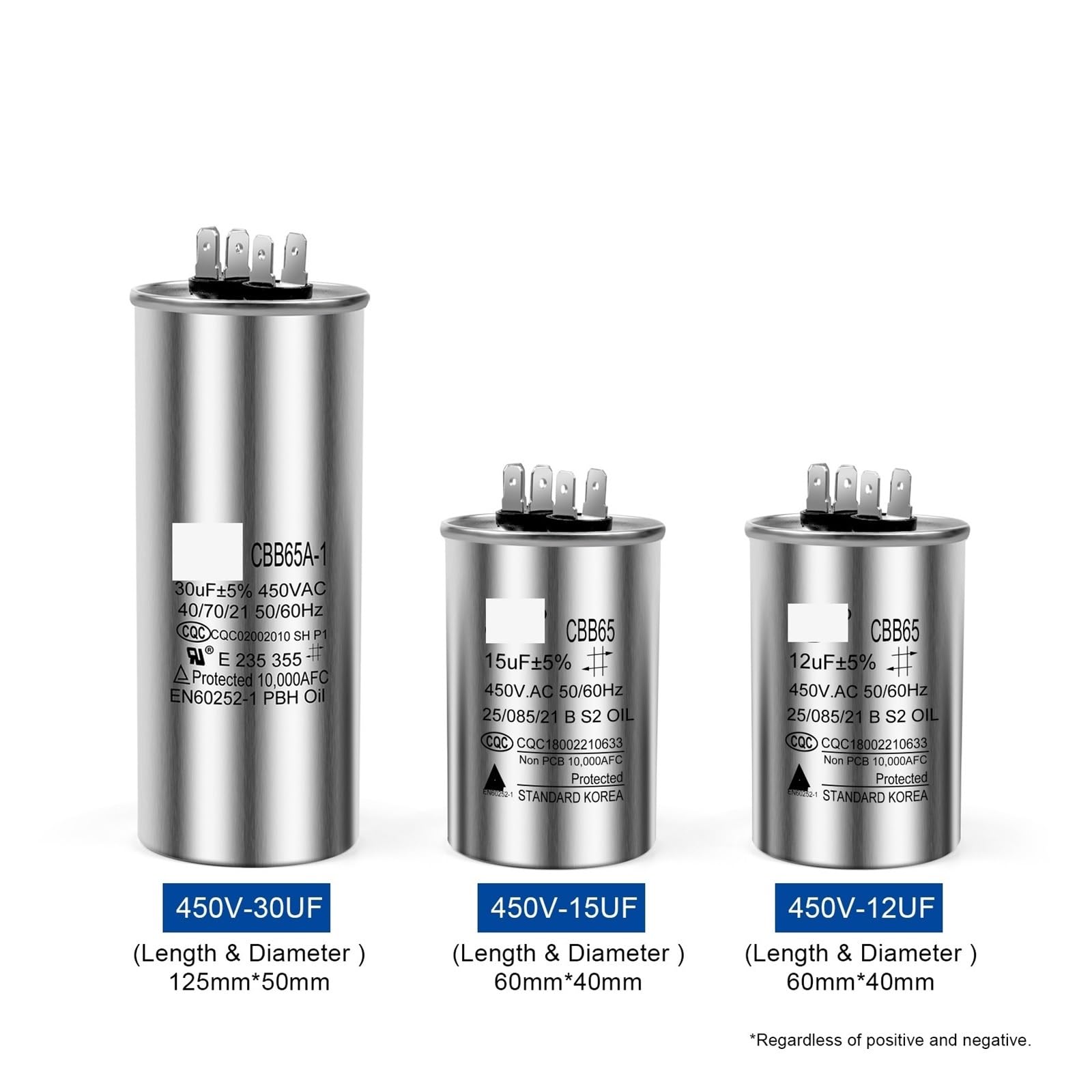 1 pz CBB65 condensatore del condizionatore d'aria motore condensatore di avviamento 450 V AC 5UF 6UF 15uF 20uF 25uF 30uF 35uF 40uF 45uF frigorifero(450V40UF)