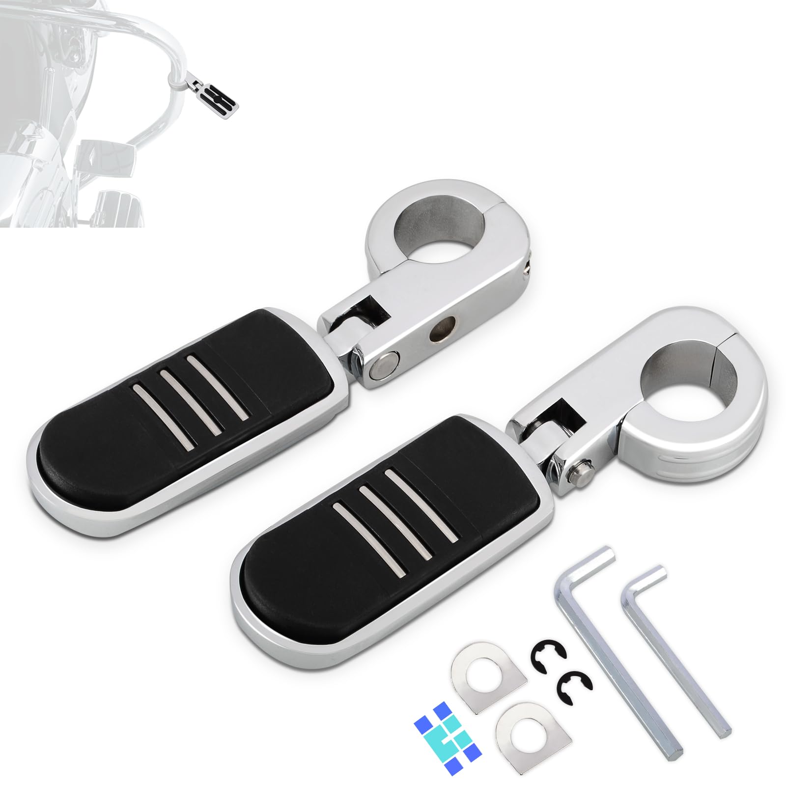 32 mm regulowane podnóżki Highway z zaciskami P, uniwersalne dopasowanie do Harley, Honda, Kawasaki, Suzuki, Yamaha, Indian, Victory Motor, z osłoną silnika 3,2 cm / pałąkiem