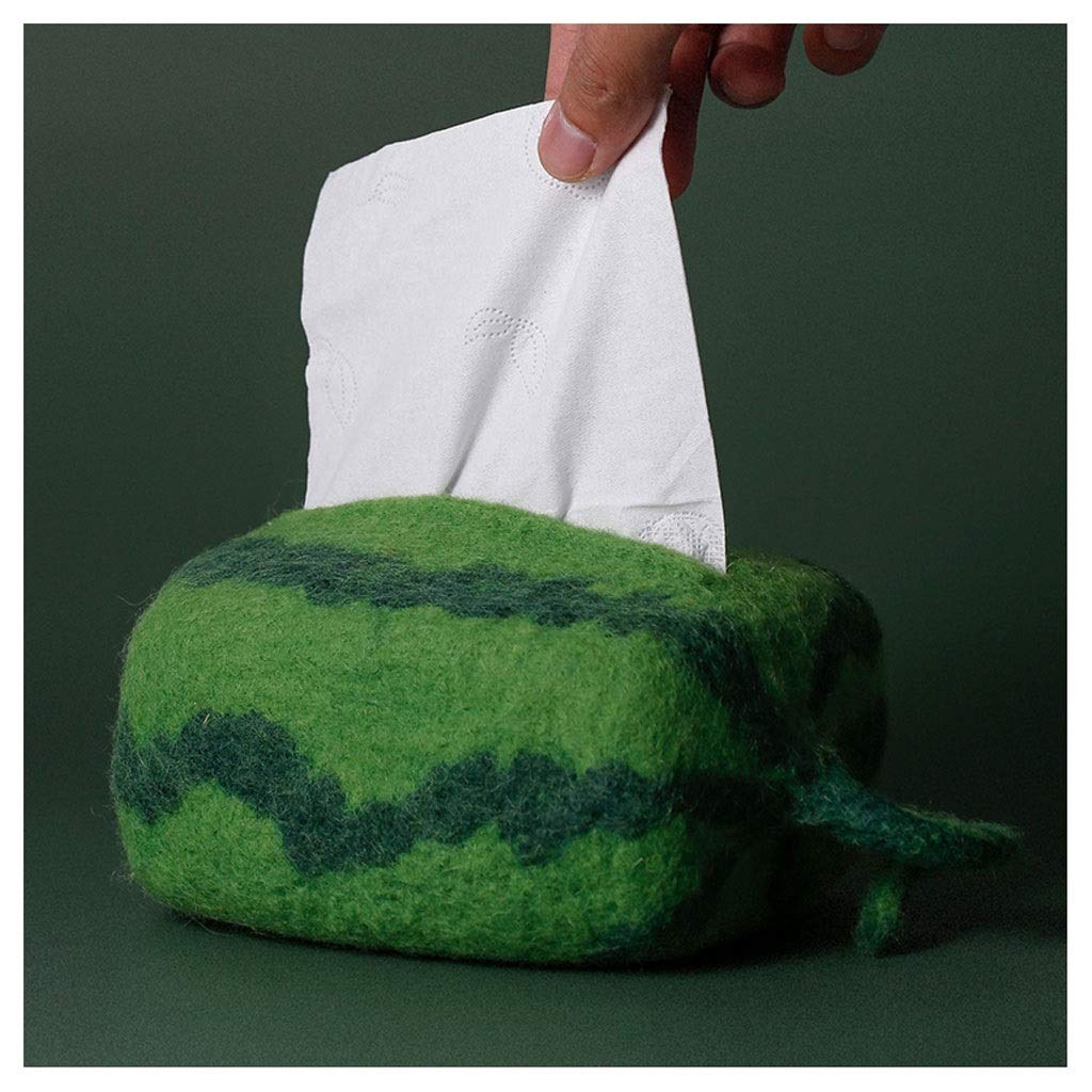 Scatole di tessuto, contenitore for scatola di immagazzinaggio, porta tovaglioli da tavolo, creativo fatto a mano anguria verde rettangolare tovagliolo scatola di immagazzinaggio desktop Storage box o