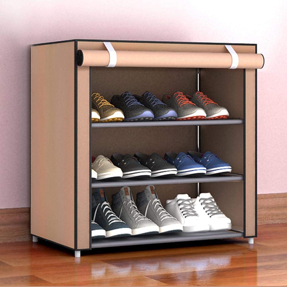 Zapatero de tela de 4 niveles a prueba de polvo para zapatos, diseño que ahorra espacio, ideal para el hogar, entrada, armario y dormitorio, y elegante.