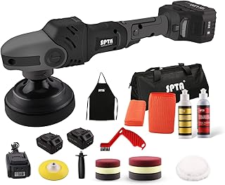 SPTA Buffer Polisher, 780W 5Inch & 6Inch Dual Action Random Orbital Car Polisher, 41pcs Car Detailing Kit with Polishing Pads, Sanding Papers, Wool Pads, Tool Bag for Car Polishing and Waxing