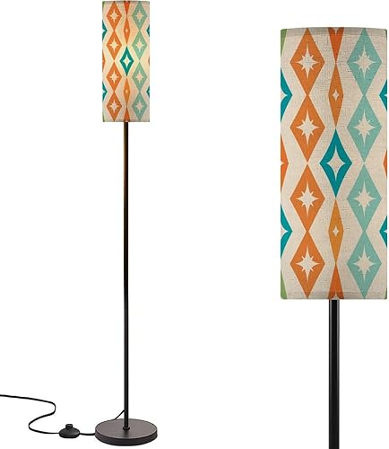 Miniatura 8 de Lámparas de pie modernas retro futuristas platillos verde azulado estrellas brillantes lámpara de pie lámpara de poste de metal con pantalla de lino