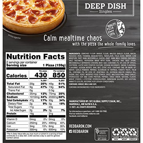 Red Baron Deep Dish Singles Pepperoni Pizza, 11.2 Oz (Frozen) #TOP3
