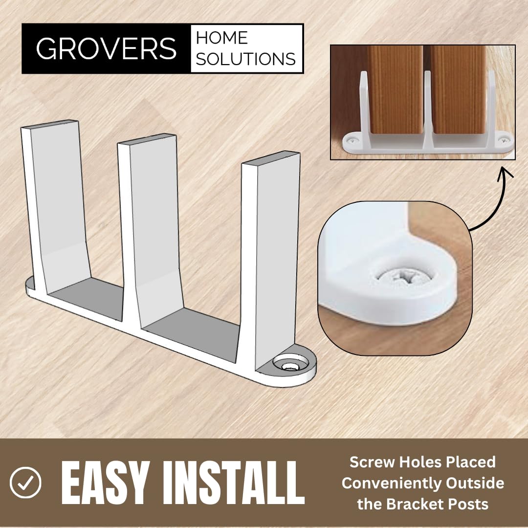 Paquete de 20 soportes de guía de piso para puerta corrediza de armario, ajuste universal para puertas de 1-3/8 pulgadas de ancho (blanco) Grovers Home Solutions