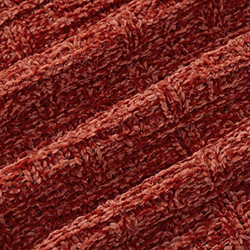 Milvowoc Fluffy Chenille Knitted Throw Blanket 50 X 60 Inch Impressive Texture Rust Chenille Knit Blanket For Bed Sofa Couch Chair And Living Room #TOP7