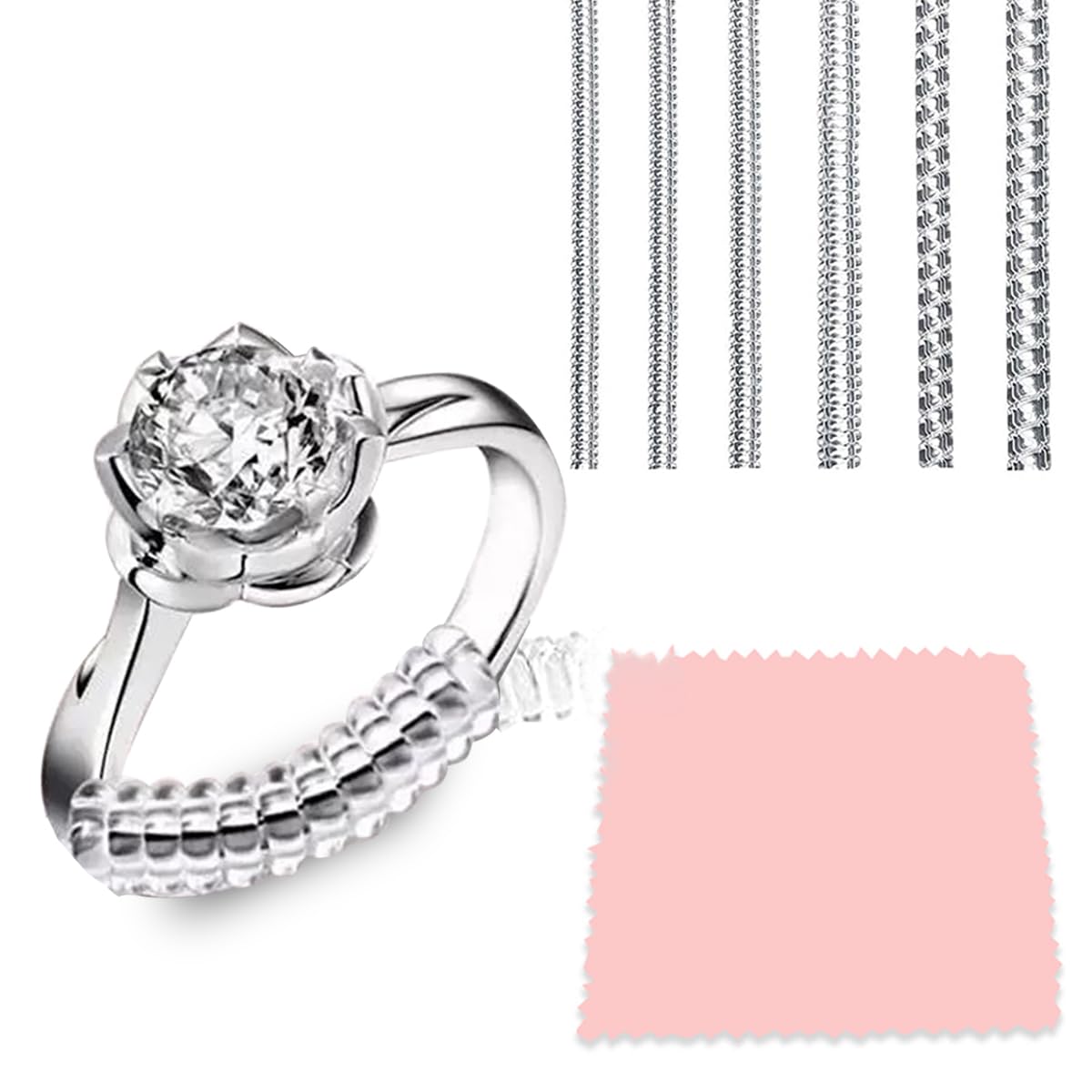 Réducteur de taille de bague invisible en 6 pièces, réduit la taille de 0,5 à 1,5, adapté aux bagues femmes et hommes de 1 à 9 mm
