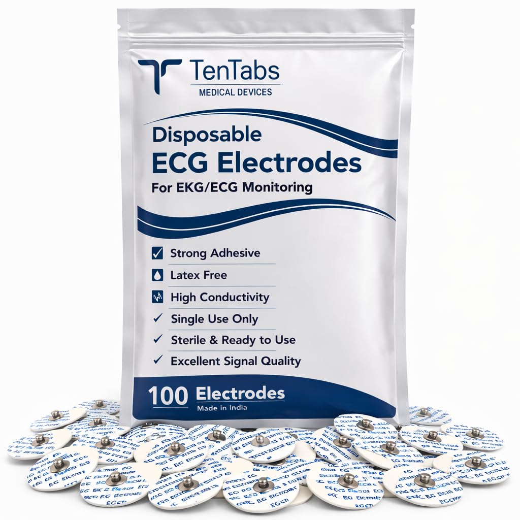 TenTabs ECG Disposable Electrodes, Adhesive Patches (Pack of 100) Foam Backing, ECG Monitoring Electrodes, Used for Stress Test, EMS, ICU/CCU, Holter, Surgery-image-4
