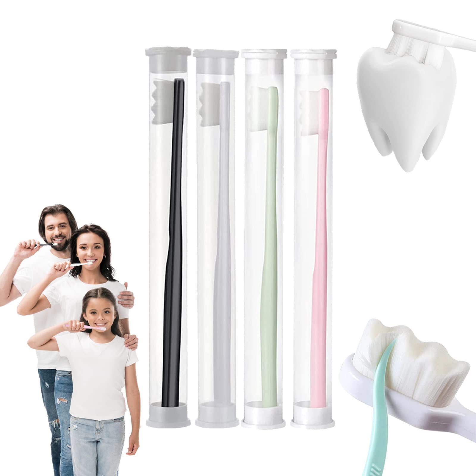 BREVI Nordic-Inspired Premium Nano Toothbrush, Extra Soft with 20000 Soft Bristles, Micro Fur Manual Toothbrush for Sensitive Gums and Teeth (4 Packs)