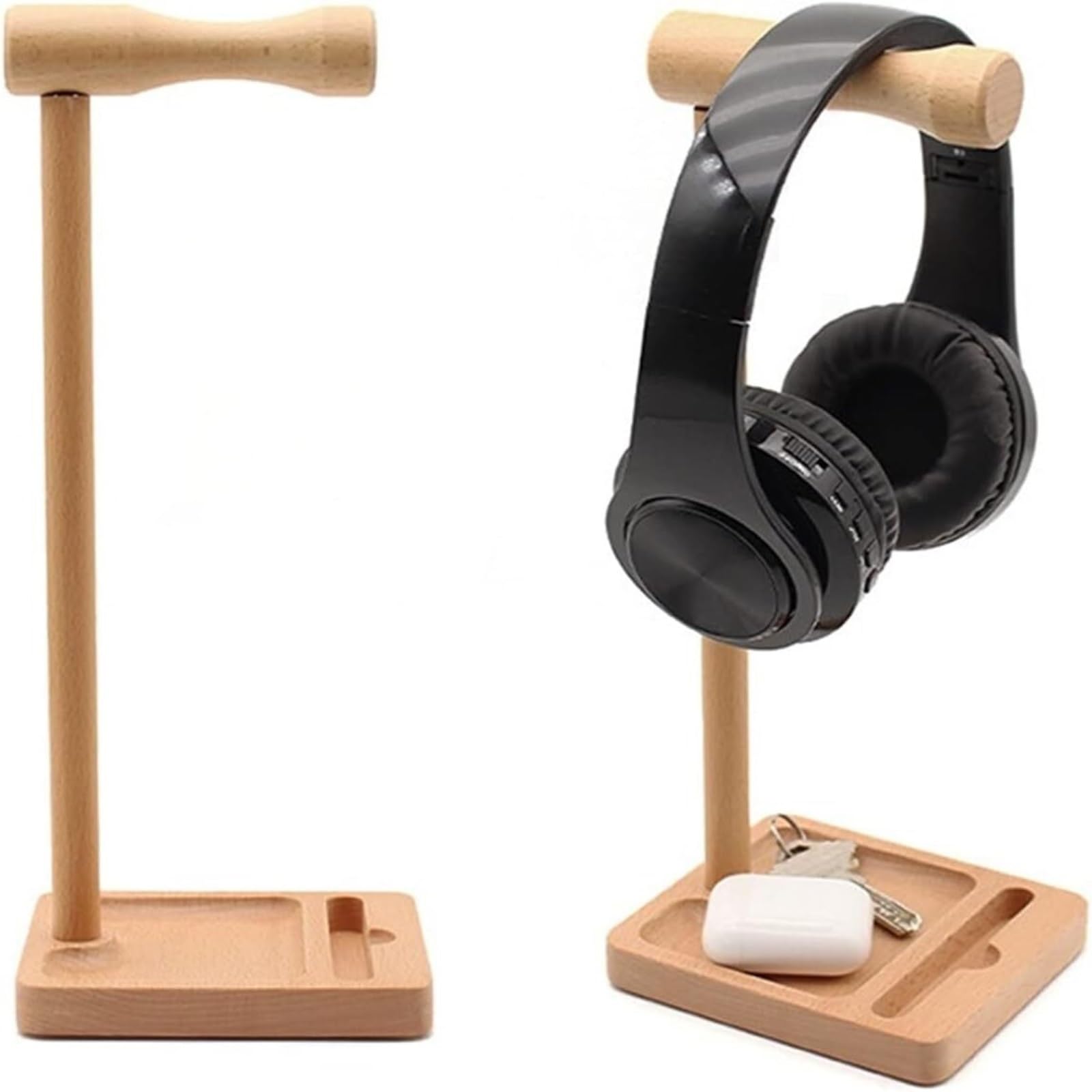 Supporto Supporto per Cuffie in Faggio, in Legno, Universale per, Gancio per Auricolari da Tavolo Cuffie(F)