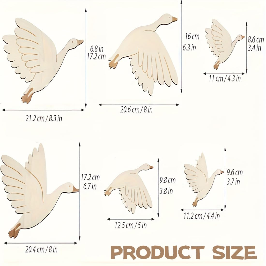 6 Pièces Autocollant Mural Enfant Cygne Décoration Murale en Bois pour Chambre d'Enfant Décoration Bricolage DIY Peinture Artisanat Murale De La Maison