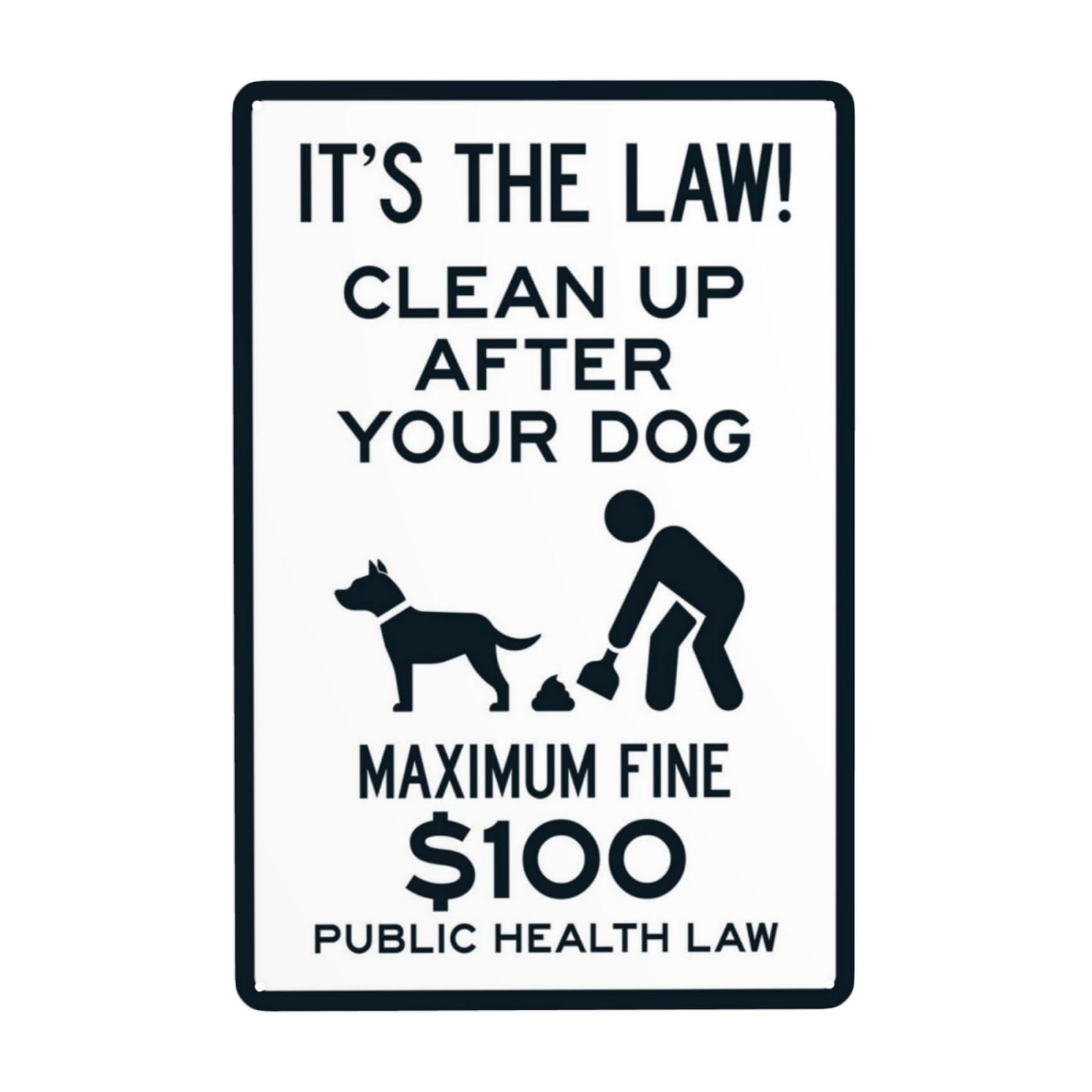 Dog Waste Cleaning Legal Regulation Sign, Public Pet Civilized Breeding Fine Reminder 8x12 Inch