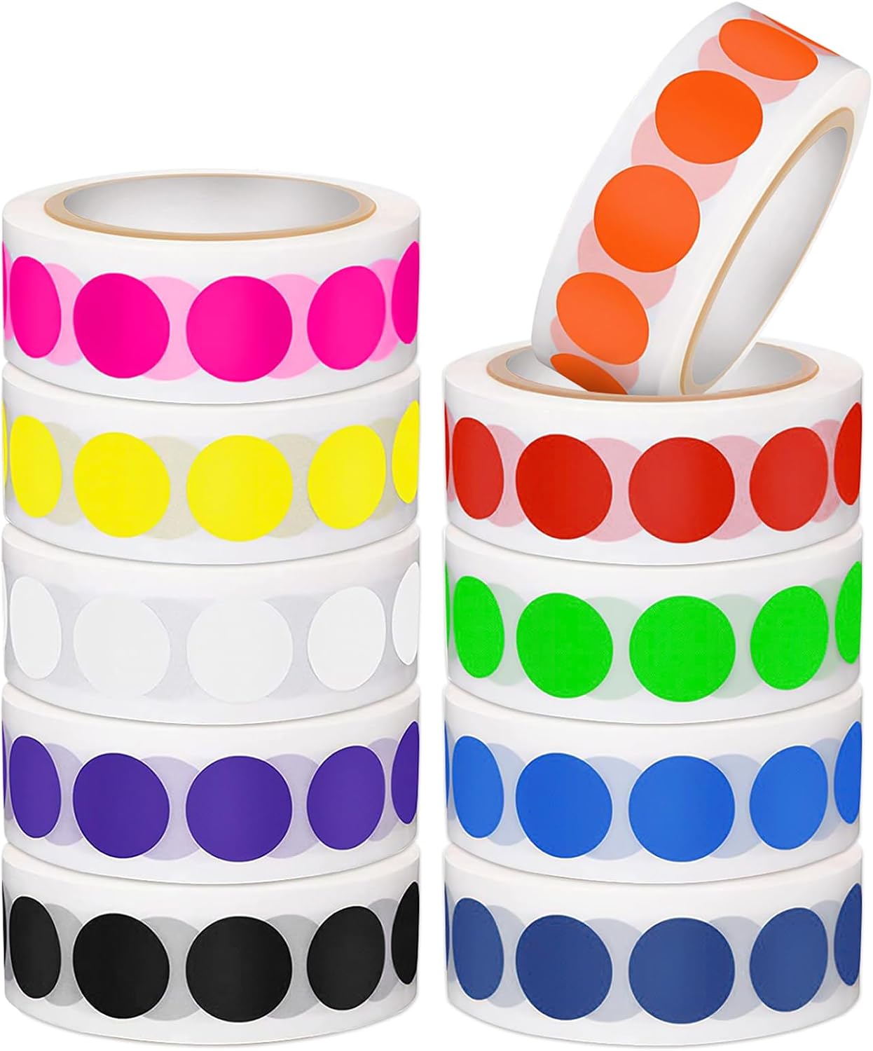 10000 PCS Colored Dot Stickers, 1/2" Round Color Coding Labels, 10 Colors