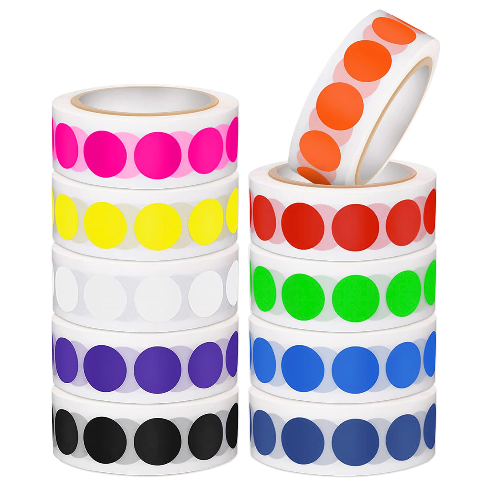 10000 PCS Colored Dot Stickers, 1/2" Round Color Coding Labels, 10 Colors