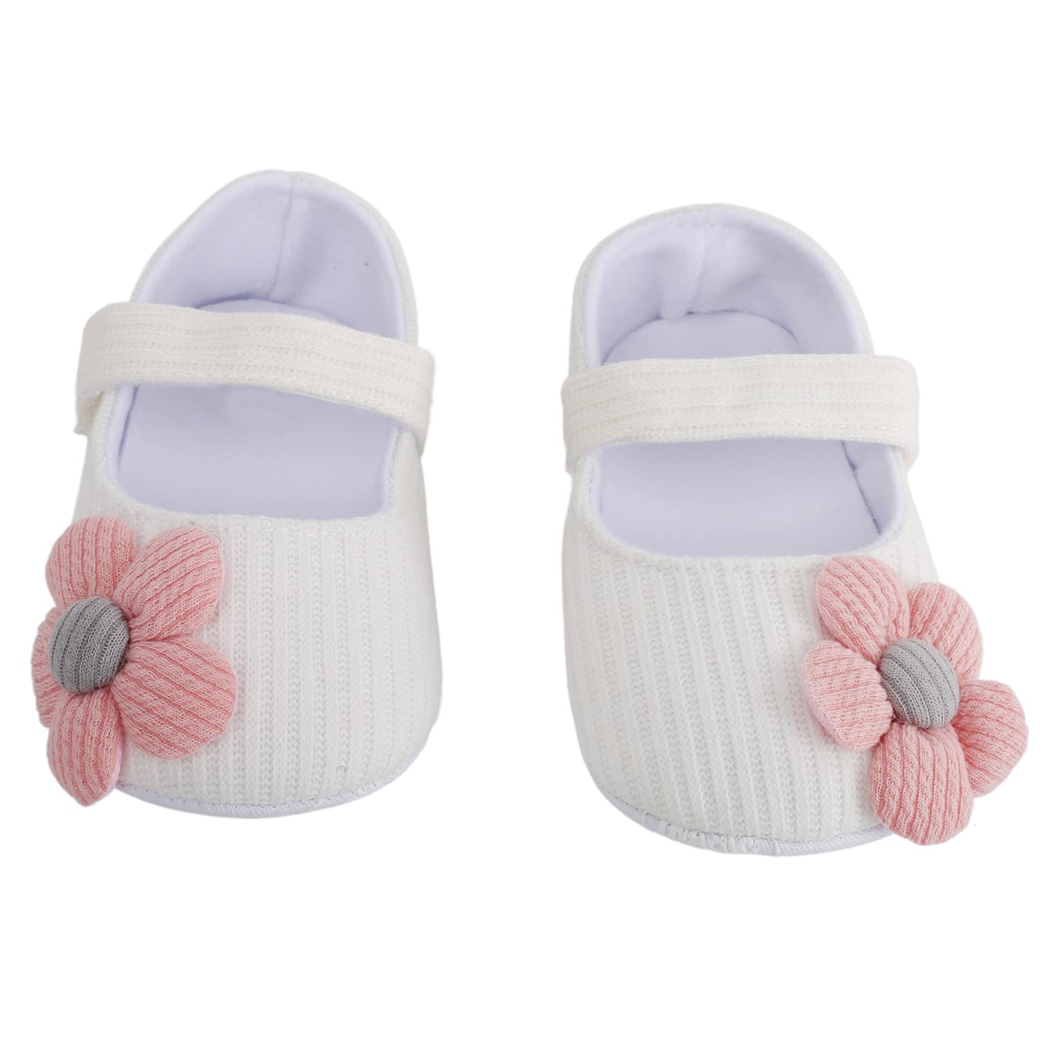 BabyMoo Floral Applique Baby Girl Booties | Cozy Fleece Infant All Seasons Footwear White | Age 0-6 Months (B09NJLH6S2) Amazon Price History, Amazon Price Tracker