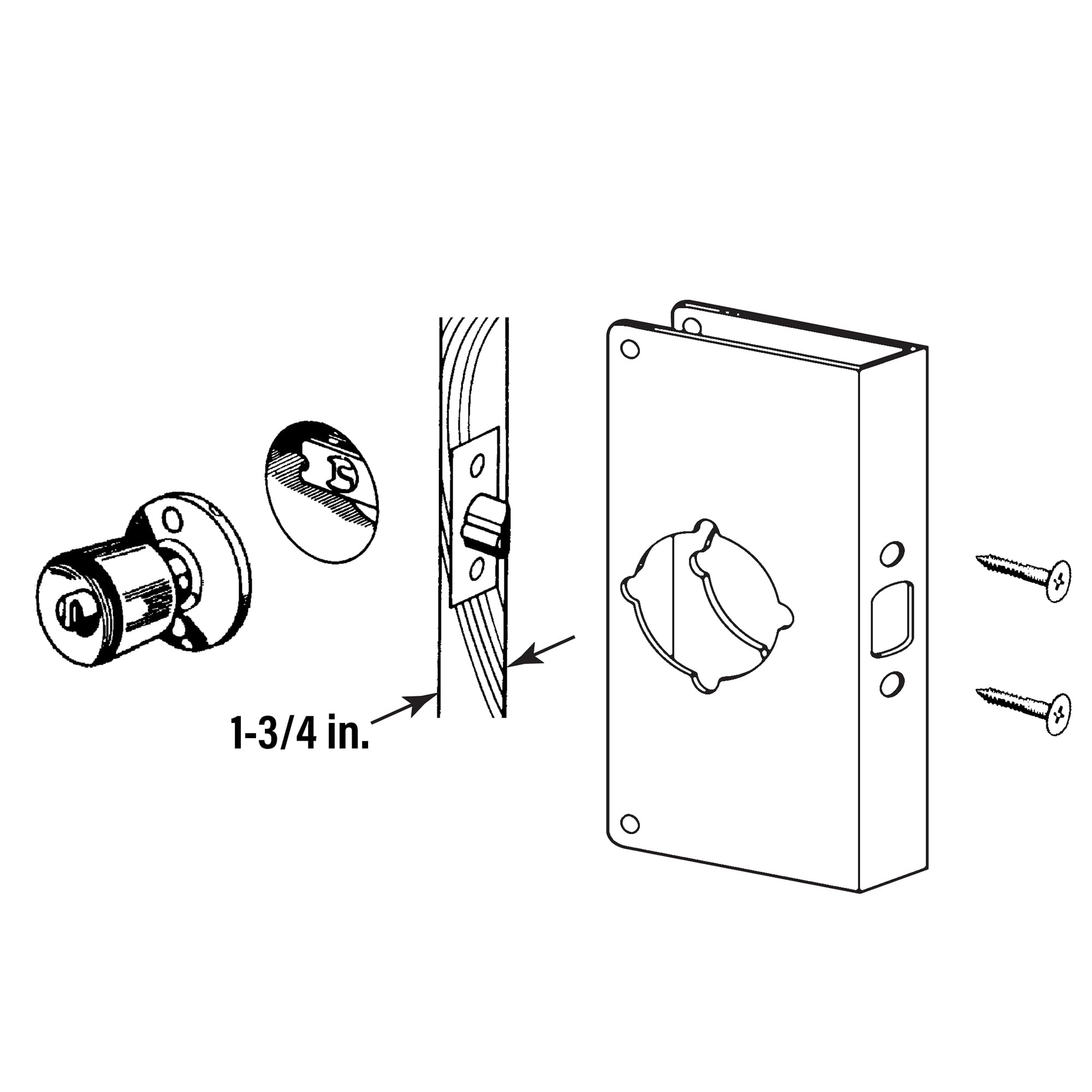 Prime-line Products U 9548 1–3/10,2 cm d'épaisseur par 2–3/20,3 cm Distance au canon 2–1/20,3 cm Alésage saillie ou encastré Porte rêne Forcer, Laiton