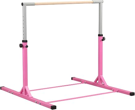 Fitness Gymnastics Training Bar,Adjustable 3 to 5,1.5" Dia. Solid Hardwood, Height Adjustable Horizontal Bar Kids&Junior&Adult