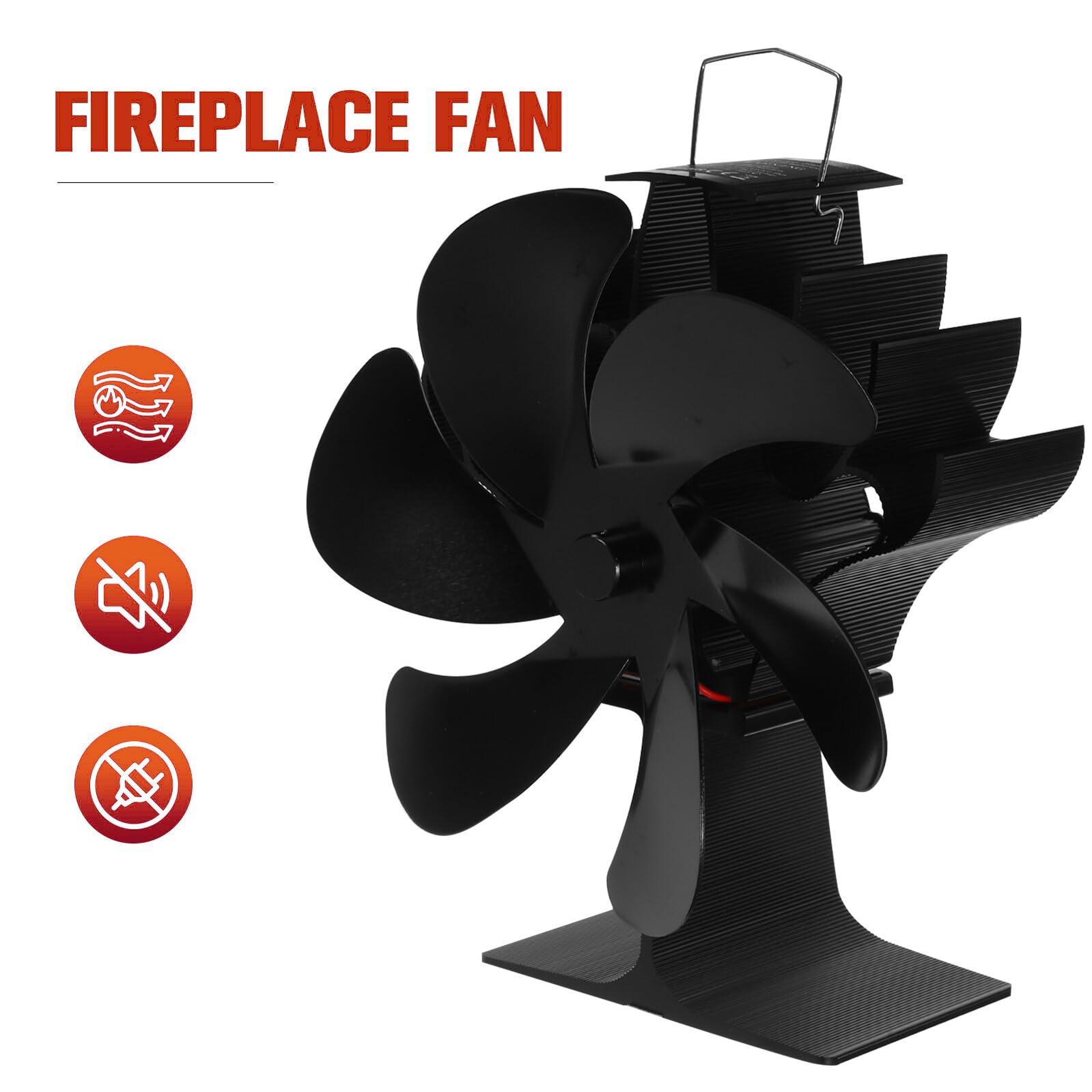 Ventilador de Chimenea Aleación de Aluminio de 5 Aspas Negro