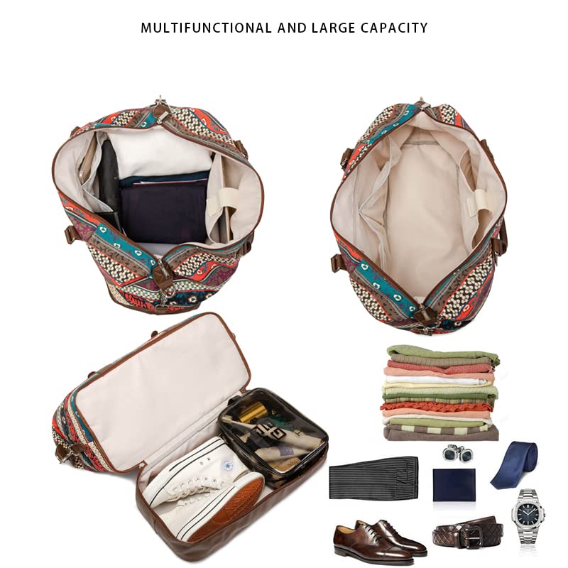 Kinmac Garment Bag with Shoes Compartment,Duffel Bag For Travel,Sports Gym Yoga Duffel Bag Weekender Overnight Totes Bag (Bohemian)2