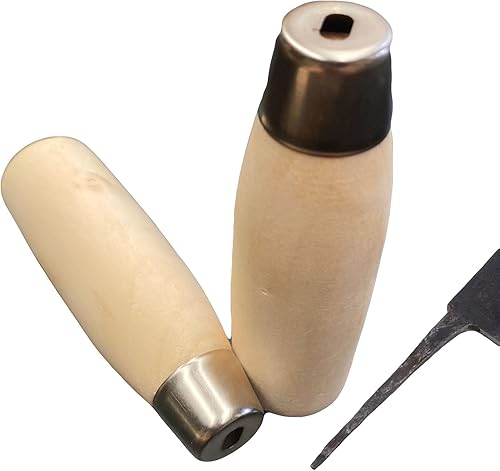 Paquete de 2 piezas de mango de cuchillo de cuchilla de repuesto tipo espiga completa mango de madera con agarre redondo ergonómico para cuchillo de