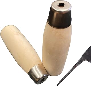 2 Pack Cleaver Knife Handle Replacement Full Tang Type Wood Handle with Ergonomic Round Grip for Meat Cleaver and Chinese Chopping Knives