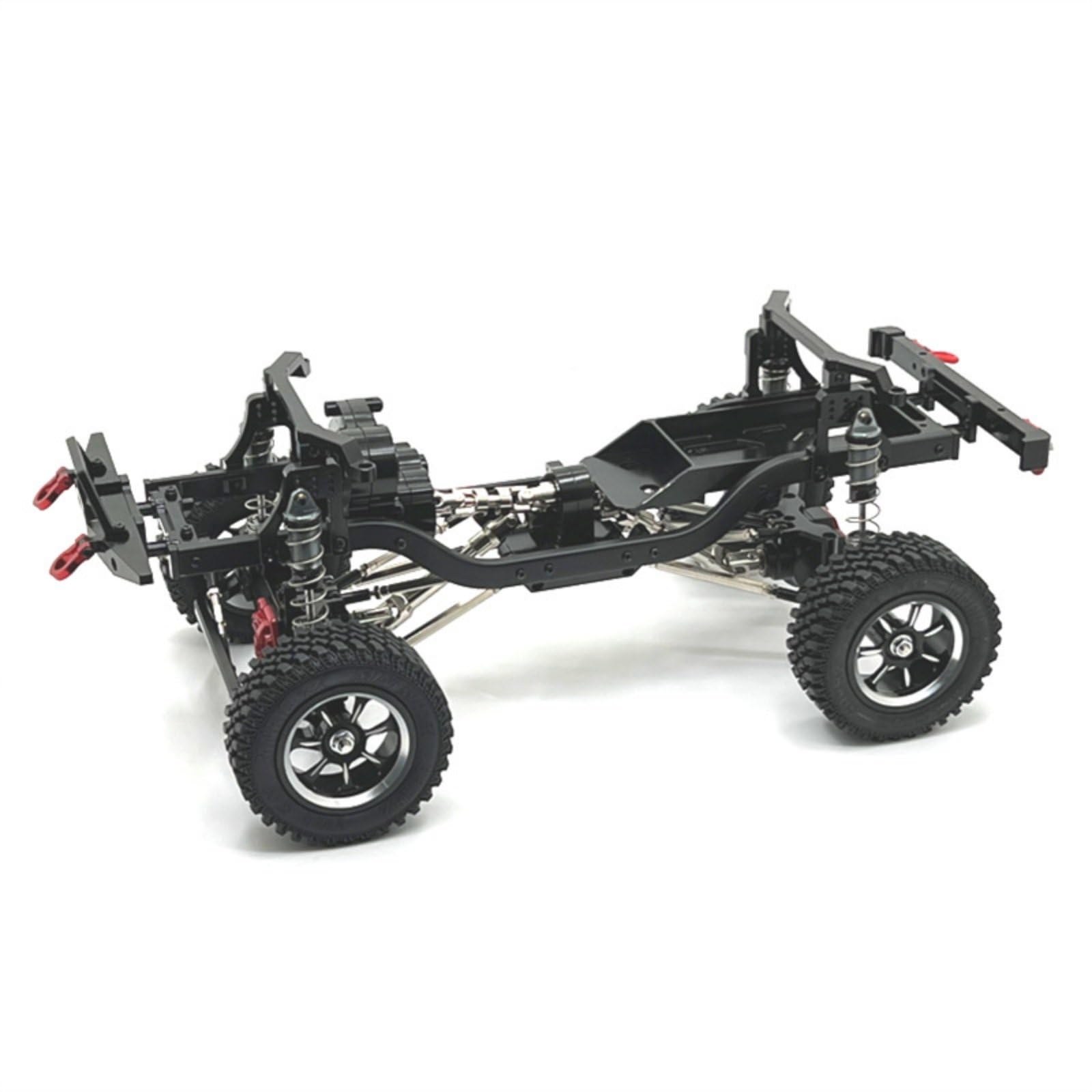 Colcolo Chasis de Coche RC Chasis Bastidor Armazón Marco Base Estable para Cuerpo de Aluminio Engranajes de Metal Tracción Firme en Terreno 1/12 Compatible, Negro