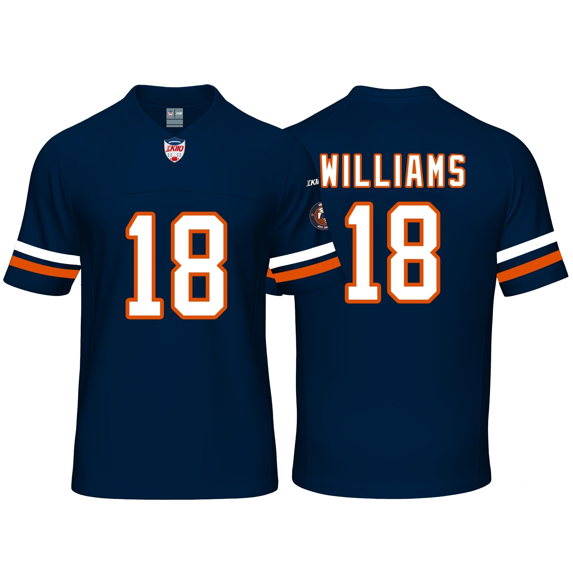 Custom Mens/Youth Football Stitched T-Shirt for Sports Fan Navy No Brand/Logos