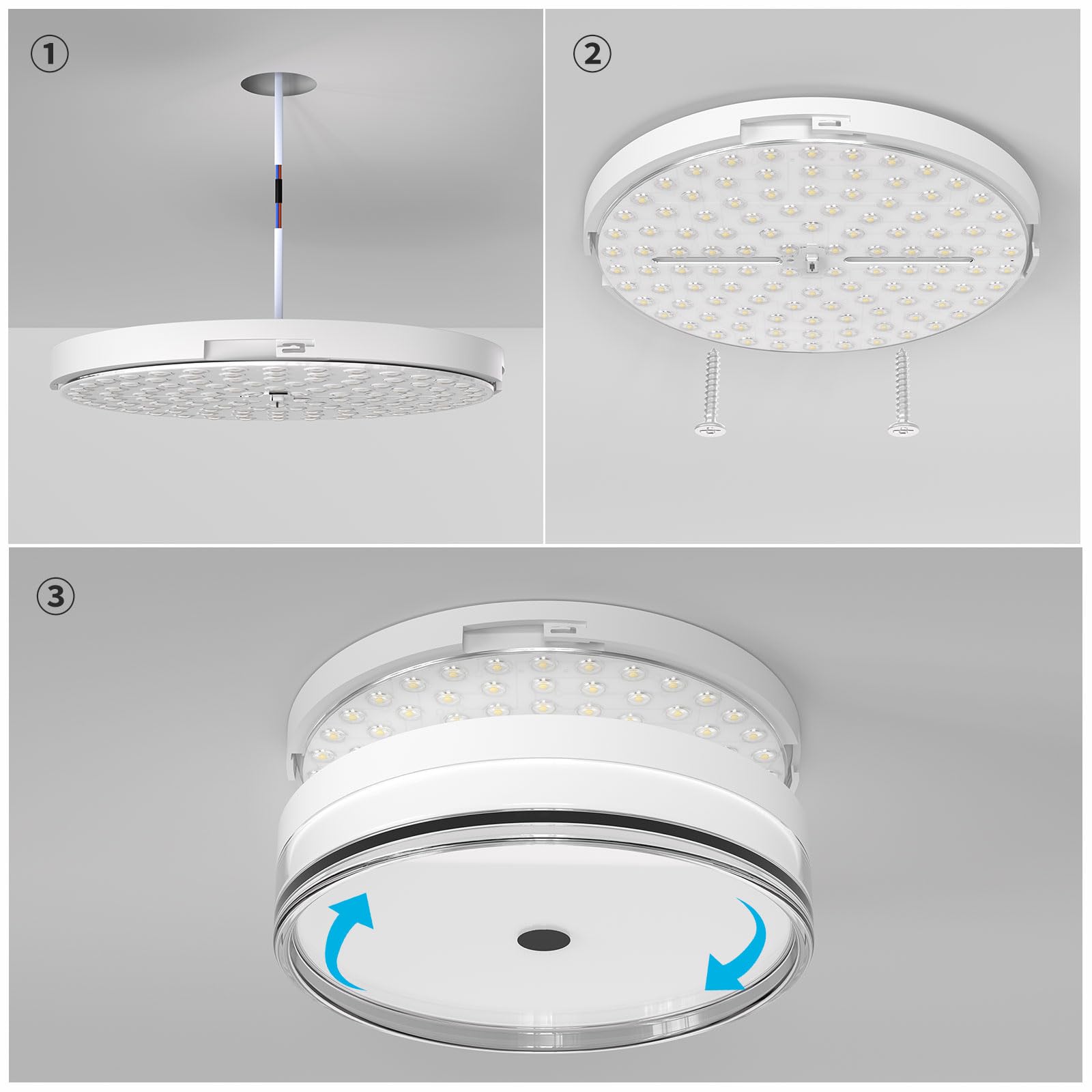LVL LED Deckenleuchte Weiß Rund Modern, 24W 30cm Deckenlampe for Wohnzimmer Schlafzimmer Küche Flur