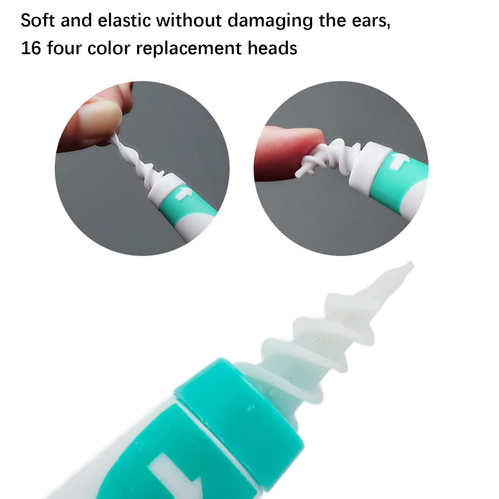 Pulici Orecchie In Silicone Morbido A Spirale Con 16 Testine Ricambio | Rimuovi Cerume Sicuro E Lavabile Per Adulti E Bambini | Kit Igiene Personale Portatile