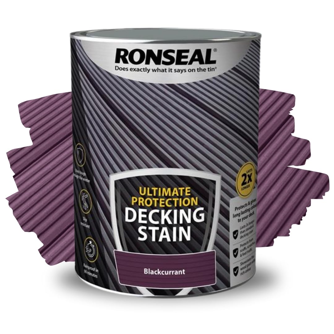 ARUUJ - Decking Stain, Long-Lasting Weather Protection, Quick Dry in 90 Minutes, Anti Slip Deck Stain, Indoor Outdoor Use, Protects Against Scuffs & Foot Traffic, Matt Finish (Blackcurrant, 5L)