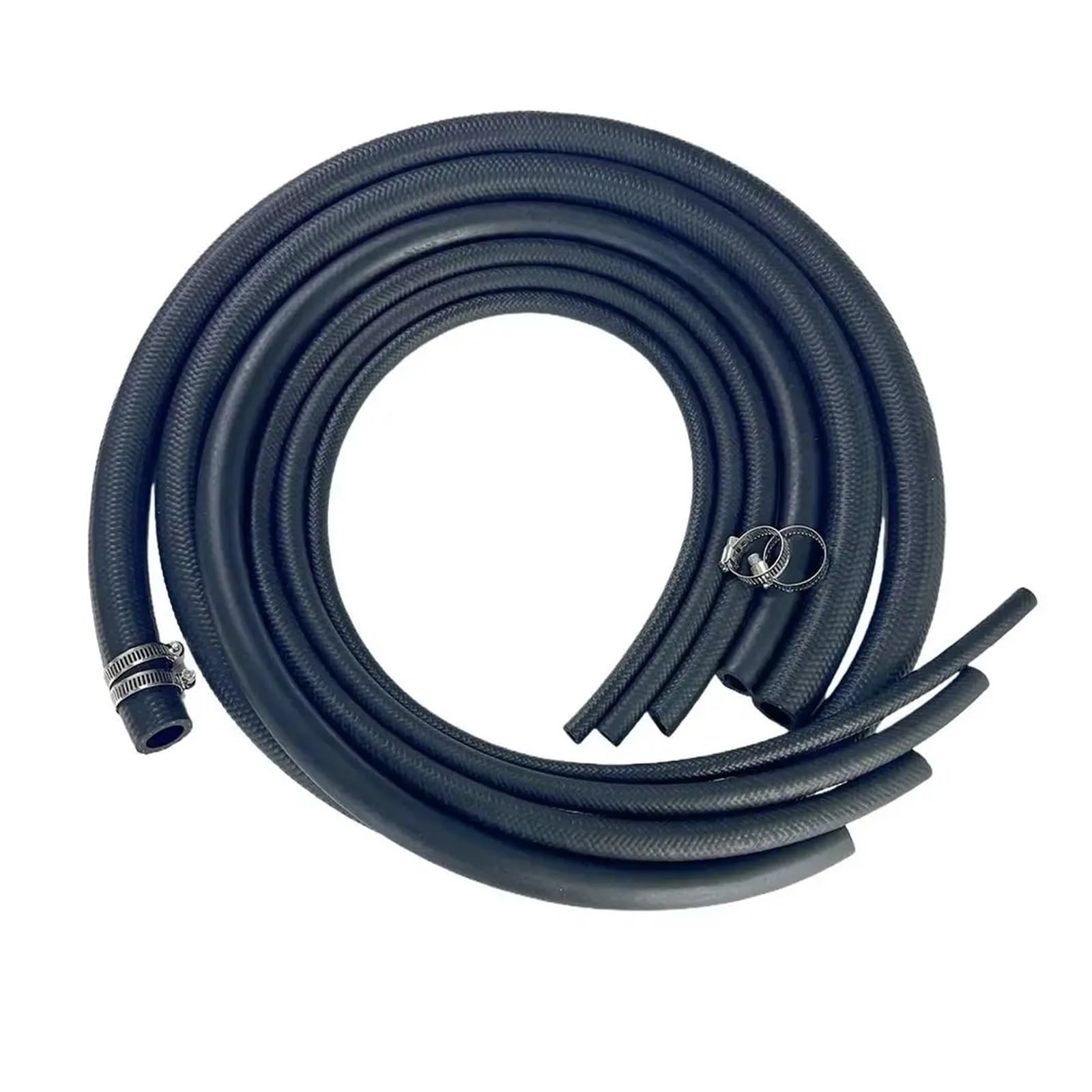 NBR Oil Resistant Car Fuel Hose with Pipe Clamp - 1m Length, ID 4-14mm(ID 10MM - OD 17MM)