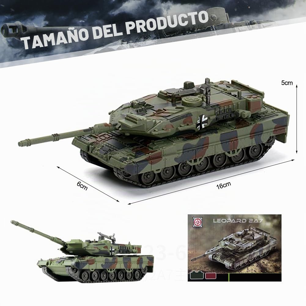 Tanque Militar de Leopardo a Escala 1/72 2A7, Juguete de Bloques de Construcción de Tanques, Militar Ligero Modelo de Carro de Combate Bloques de Construcción Regalos para Adultos