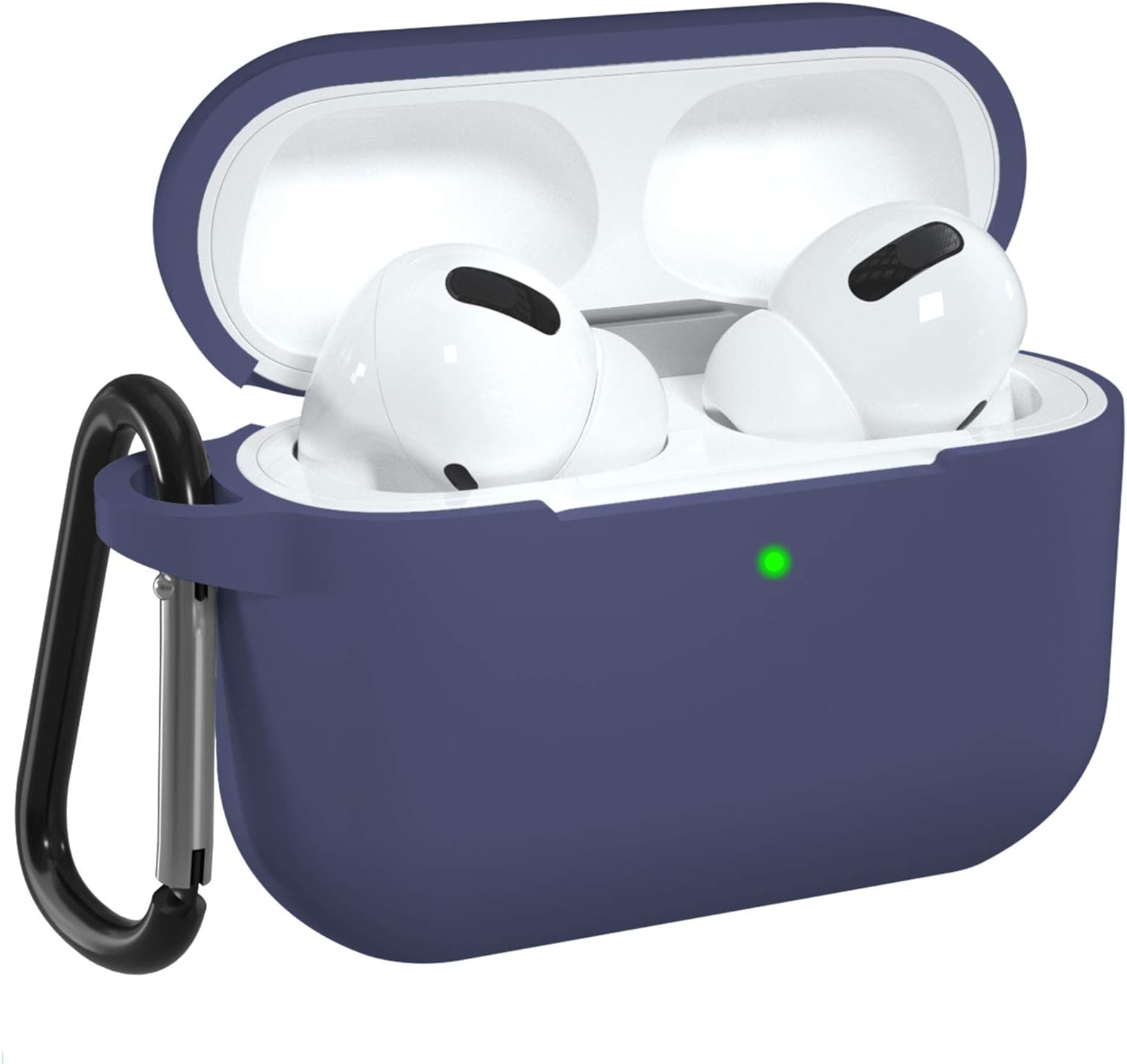 DGege AirPod Pro Case Blue Gray Compatible with Apple AirPods Pro, Soft Silicone AirPods Skin for Women Men Protective Cases Cover for AirPods Pro with Keychain (Front LED Visible)