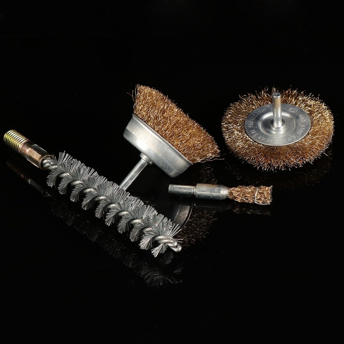 Unomor 4 Pcs Wire Wheel Brush Set for Surface Cleaning Removal and Polishing Abrasive Tools for Rotary Drill Accessories Random Color