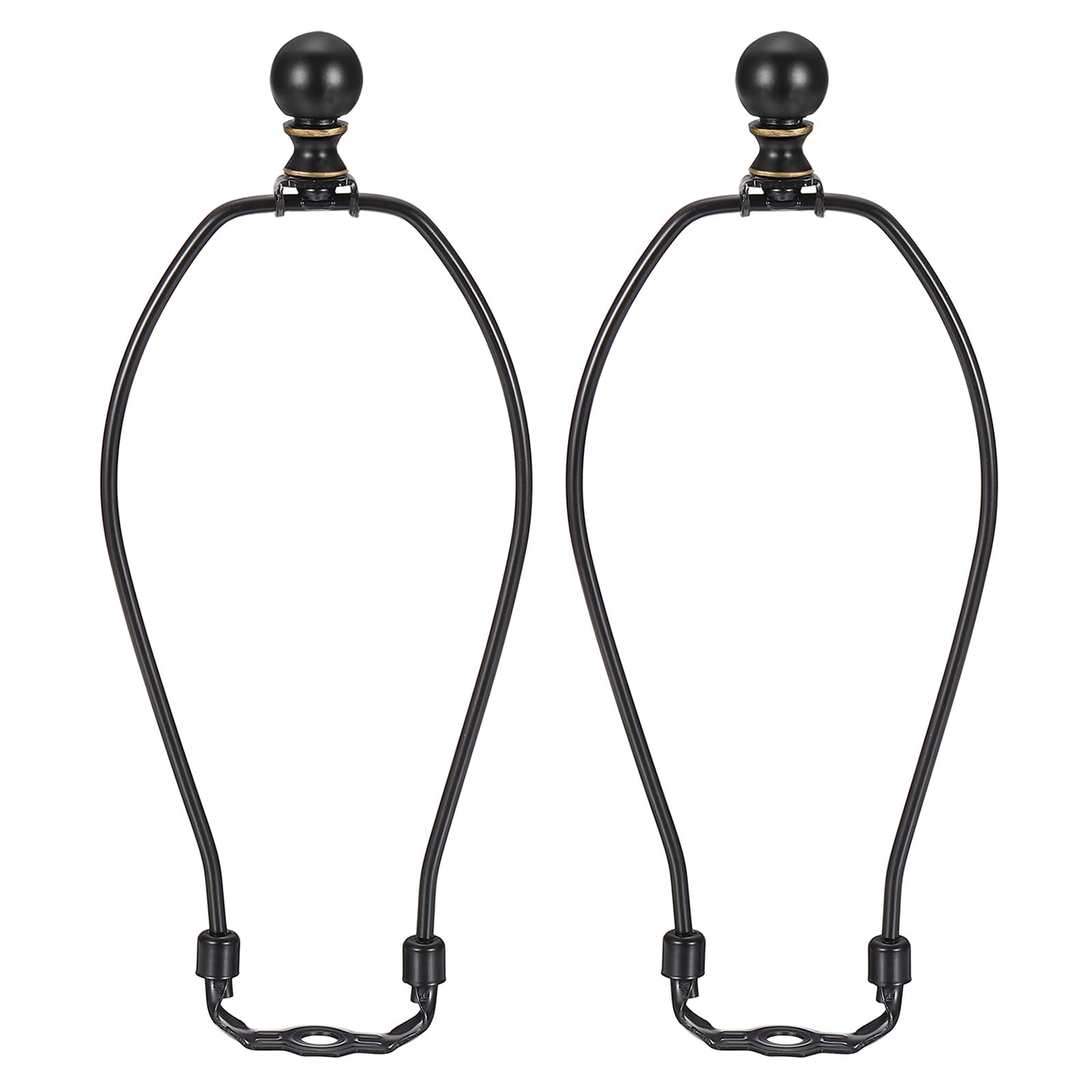 PATIKIL 2 Set 9.5" Lamp Shade Harp Holder, Heavy Duty Detachable Lampshade Brackets with 1.46" Height Solid Metal Finial Shade Holder for Table and Floor Lamps, Black