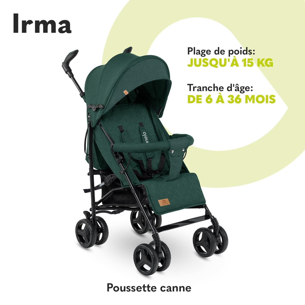 LIONELO Irma poussette canne à 15 kg (0 à 36 mois), légère et compacte, réglage du dossier jusqu’à la position couchée, grand panier système de pliage rapide, moustiquaire, chauffe-pieds