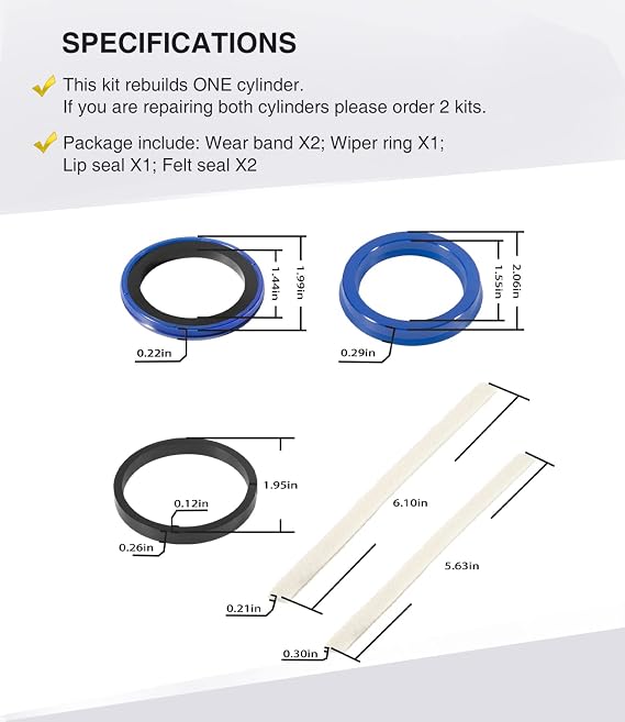 For Rotary Lift 2 post Cylinder Seal Rebuild kit for Pacoma/Massey Ferguson Cylinder, FJ7311, Replace FJ783-12MF, BH-7511-10