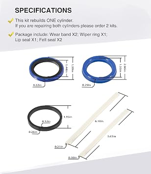 For Rotary Lift 2 post Cylinder Seal Rebuild kit for Pacoma/Massey Ferguson Cylinder, FJ7311, Replace FJ783-12MF, BH-7511-10