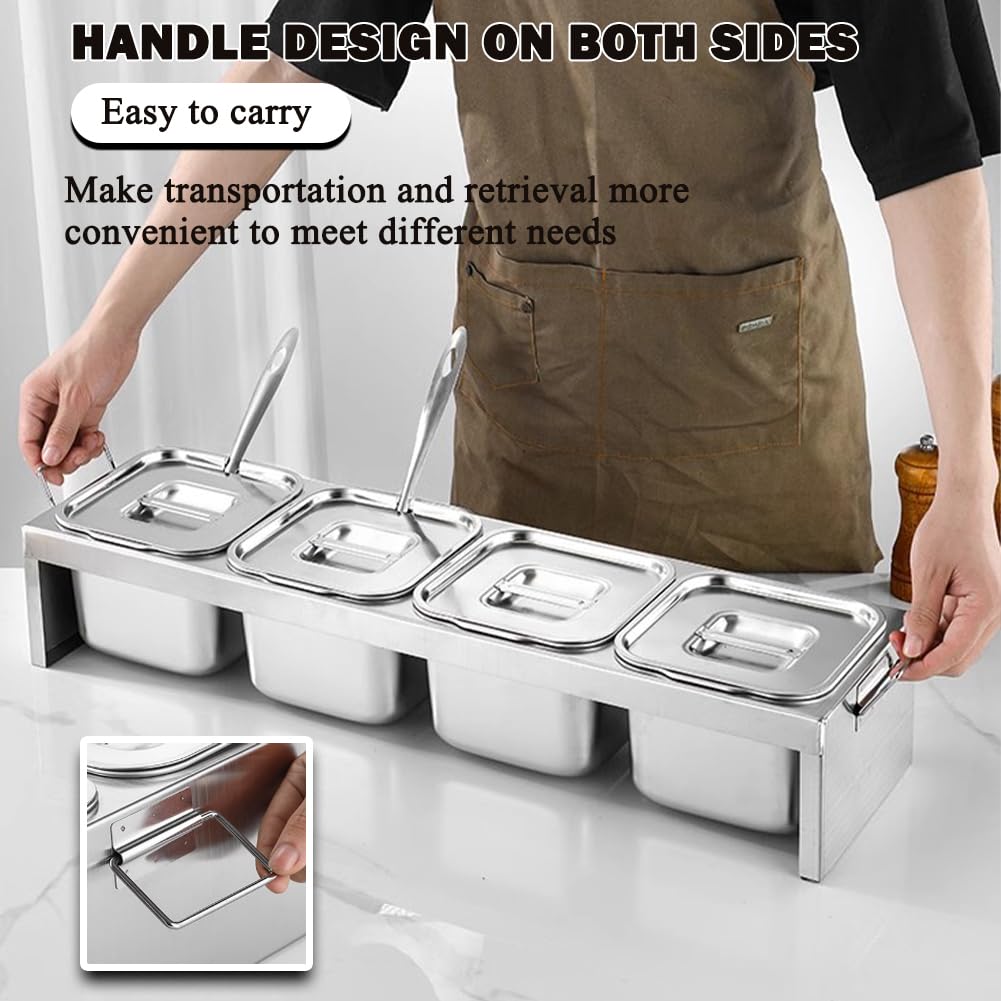 Servidor De Buffet, Contenedor para Ingredientes De Pizza, Contenedor De Acero Inoxidable con Tapa para Condimentos, Caja para Frutas Y Verduras, Apto para Hoteles Y Restaurantes.,B