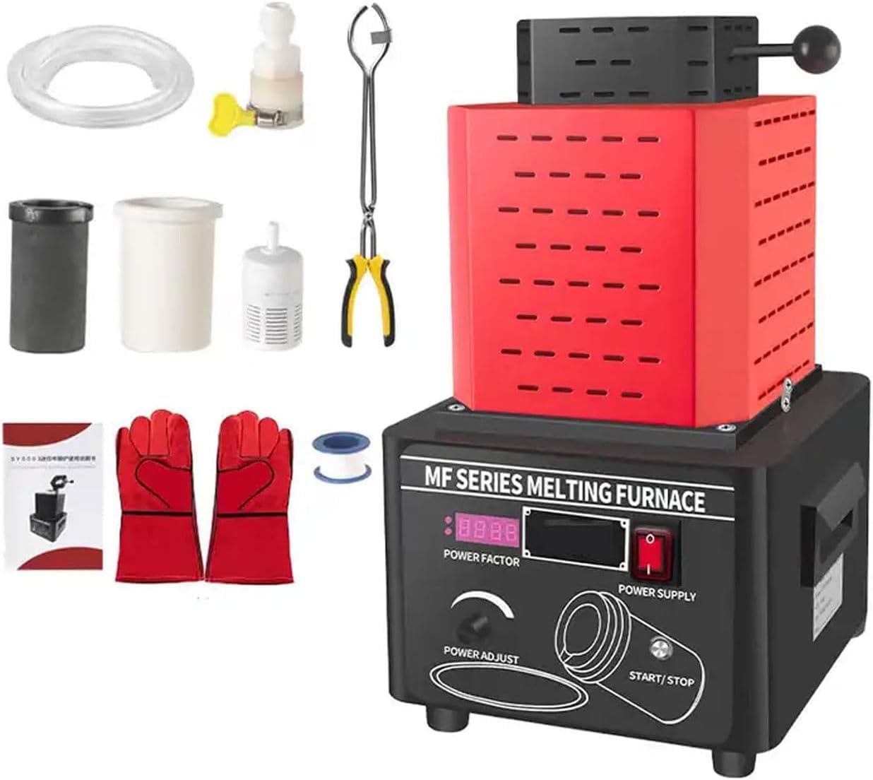 Elektryczny piec do topienia złota 5000 W, zestaw do odlewania metalu, 1600°C, szybkie topienie (3-5 min), tygiel grafitowy (2/3 kg), do produkcji biżuterii, topienia srebra i odlewania