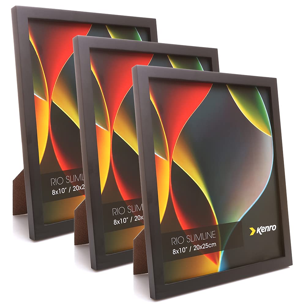 Kenro White Box Of 3 Rio Slimline Series Black Photo Frame 6X4 Inch / 10X15cm Handcrafted Solid Wood - Rfs1015b